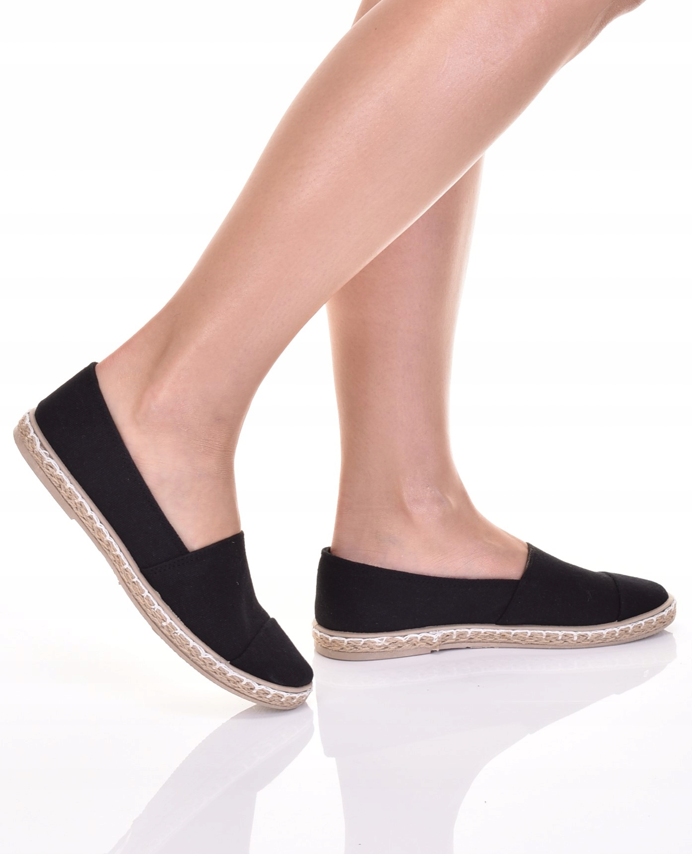 ESPADRYLE DAMSKIE LEKKIE TENISÓWKI WSUWANE CZARNE Marka inna