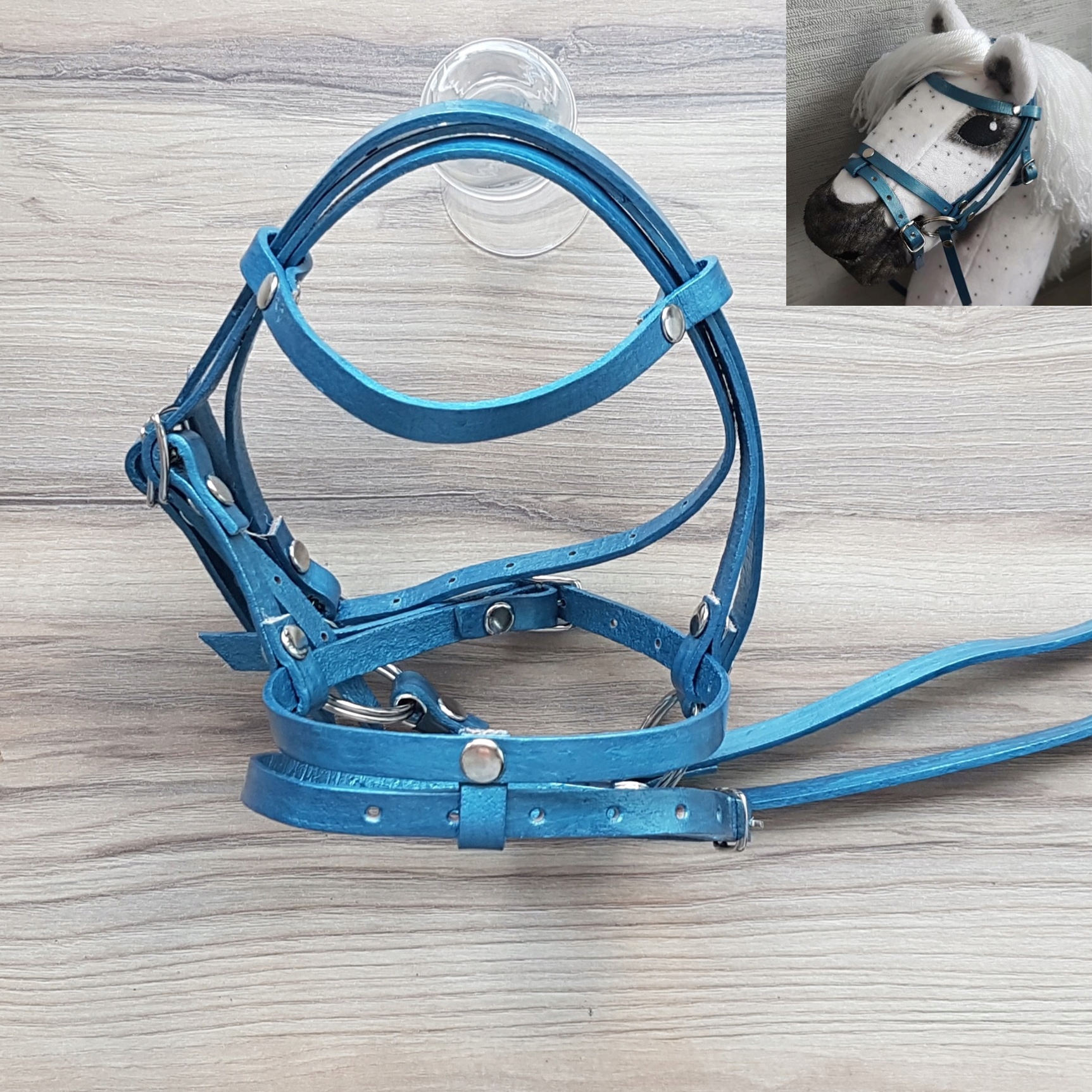 Ohlávka anglická pro hobby horse Modrá L nastavitelná