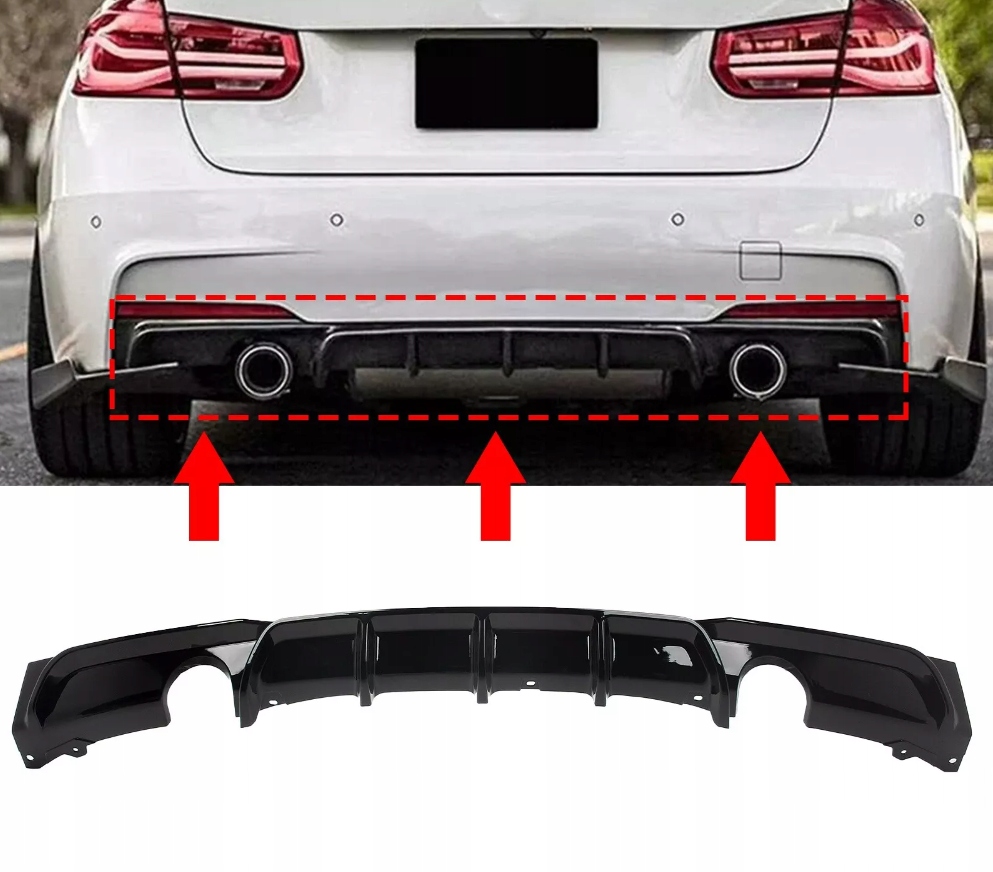 Difúzor Zadného Nárazníka Pre Bmw F30 F31 M Balík 2012-2018 Čierny 335 Look