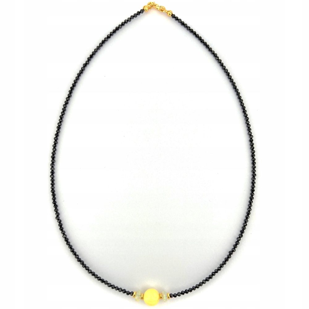 Pozlacený náhrdelník s jantarovým opálem a turmalínem 6465