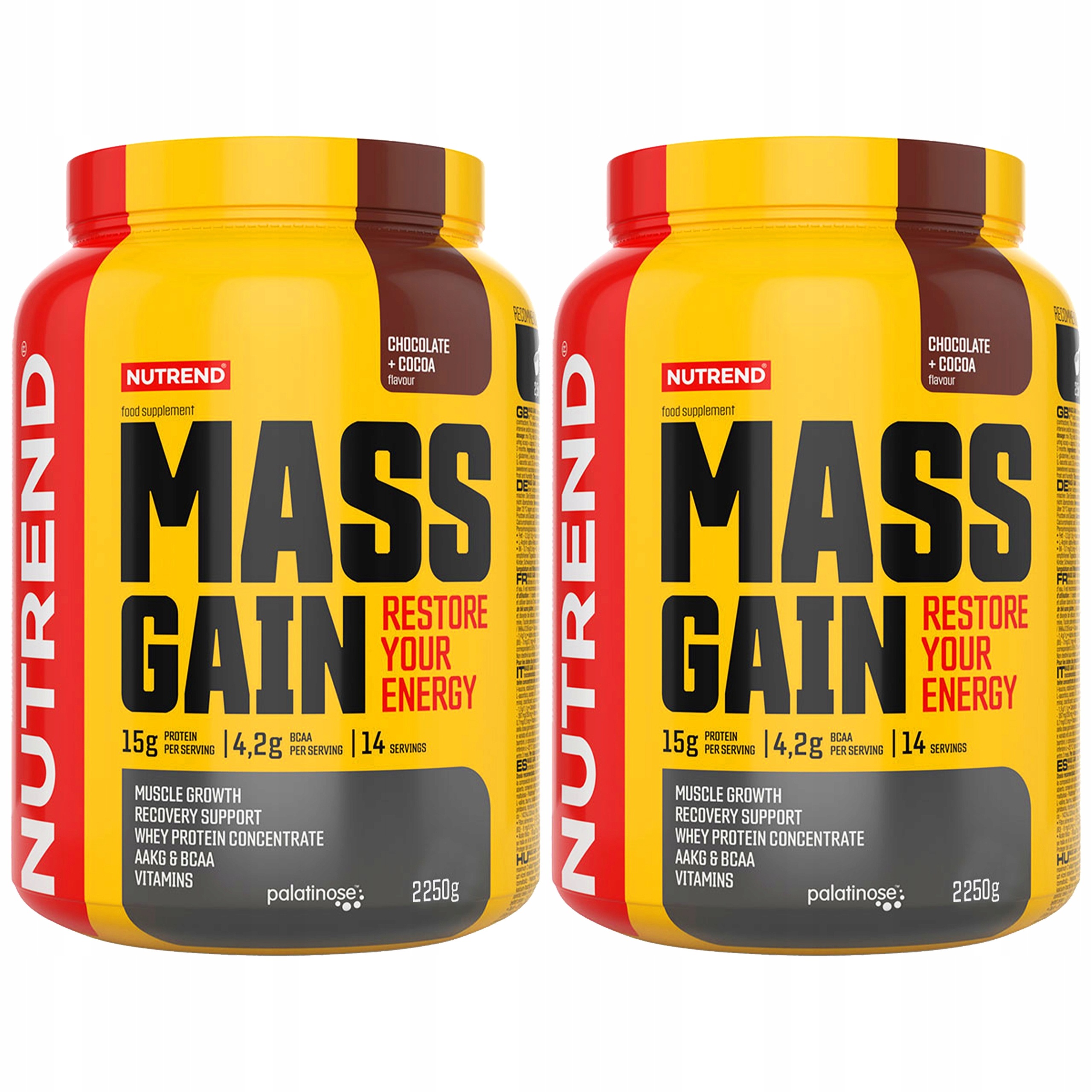 2x Gainer Svalová Hmota Sacharidy Bílkoviny 2100g Chocolate Nutrend