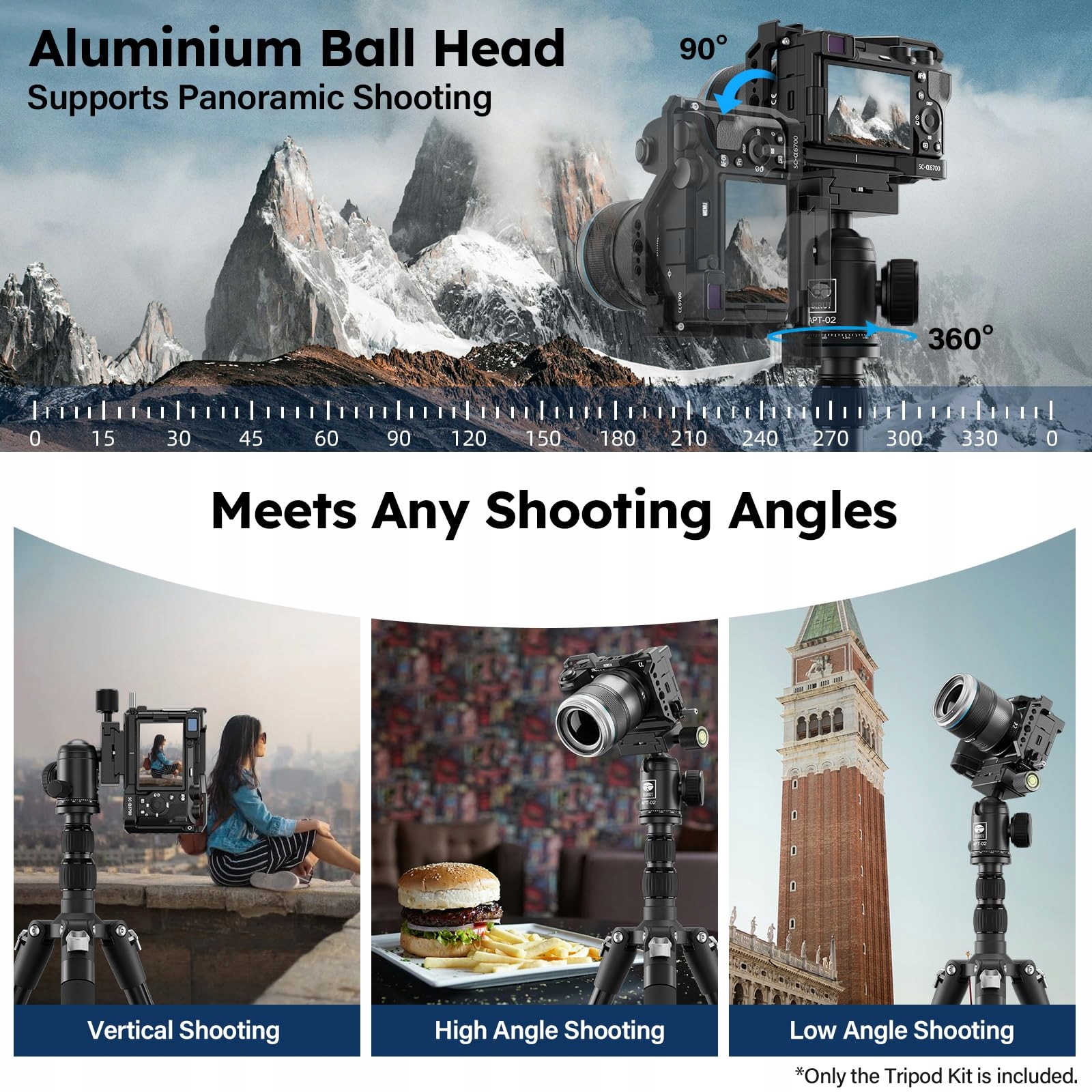 SIRUI APT02 2-in-1 Tripod Monopod 200cm 360° Head 10kg DSLR Smartphones — miniatura 8