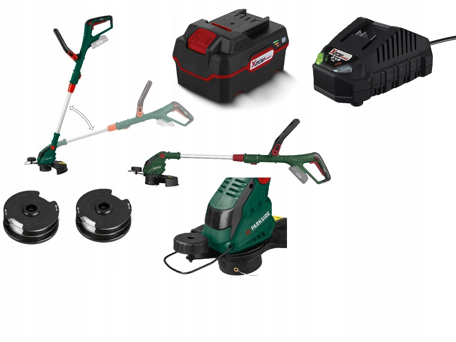 Podkaszarka Akumulatorowa Parkside 20V Ładowarka Akumulator 4ah 2 Szpule