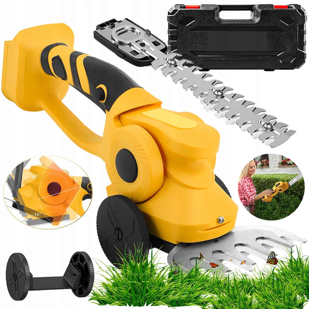 Akumulátorové Nůžky Elektrické Trávy Keřů Nastavitelné Pod Úhlem 45° 2V1