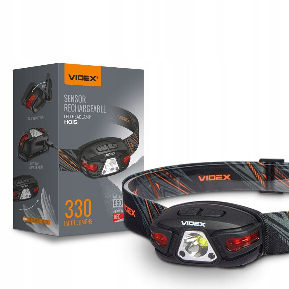 Latarka czołowa Led VLF-H015 Videx Wodoodporna Wojskowa Usb-c 330LM 5000K