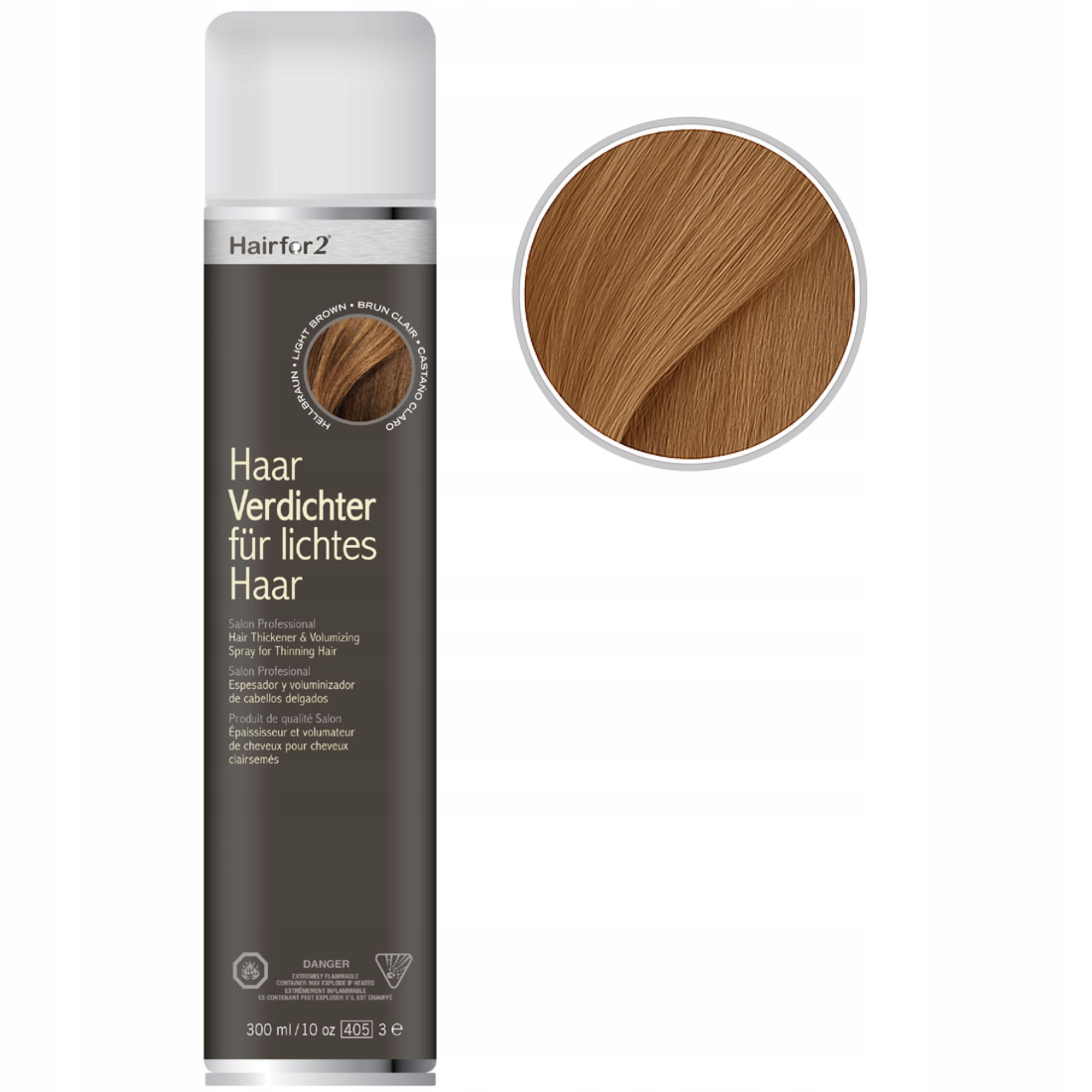 HairFor2 300ml Světle Hnědá Mikrovlákna Zahušťování Maskování