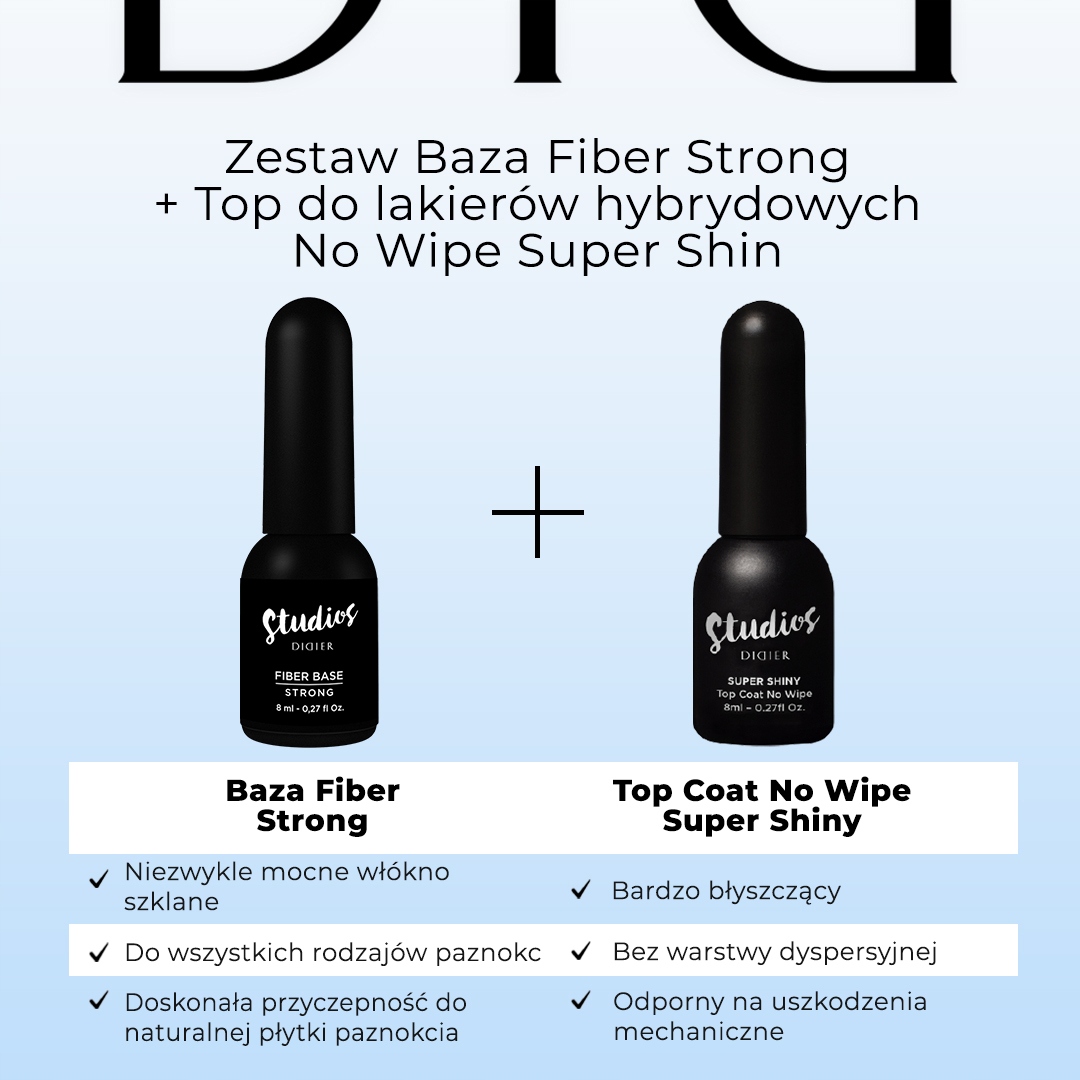 DIDIER LAB ZESTAW MOCNA BAZA FIBER + TOP COAT SUPER SHINY Pojemność 16 ml