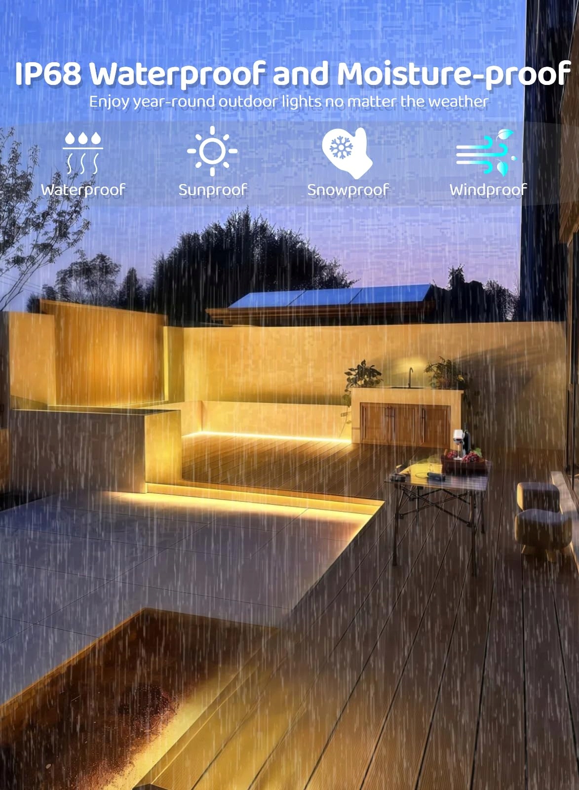 GAOXUN Solarna Taśma LED 15m 960 LED IP68 Z Pilotem Dimmowalna 8 Trybów — miniatura 6