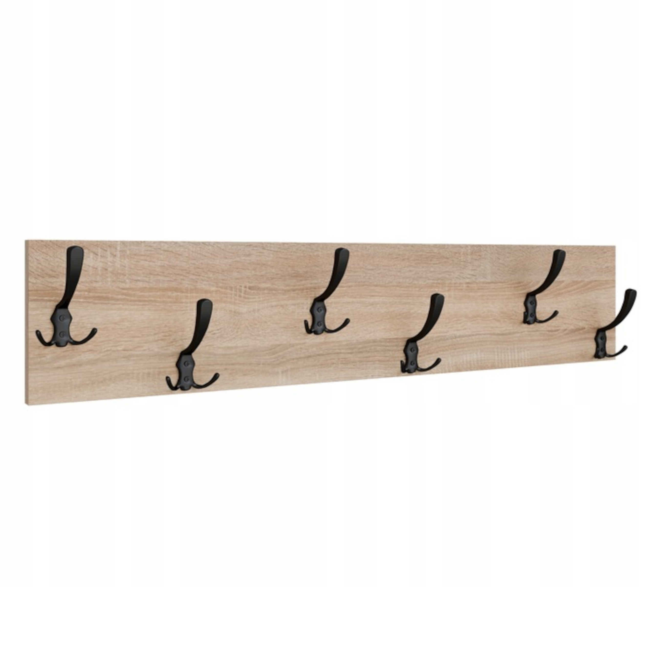 Věšák Loft 100 cm Dub Sonoma 6 úchytů Černý Moderní na oblečení