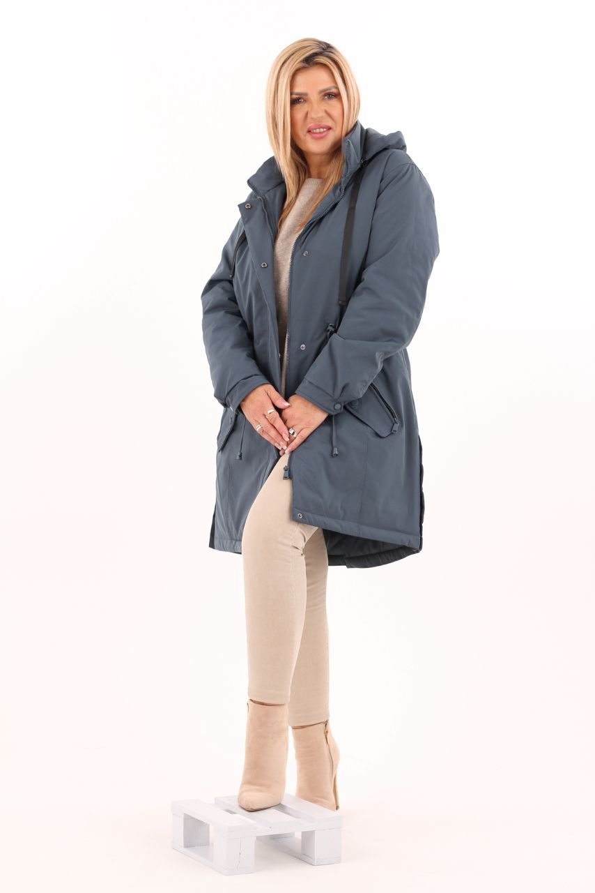 KURTKA PARKA DAMSKA PRZEJŚCIOWA DUŻE ROZMIARY Z KAPTUREM ELEGANCKA Marka FEMIMODA