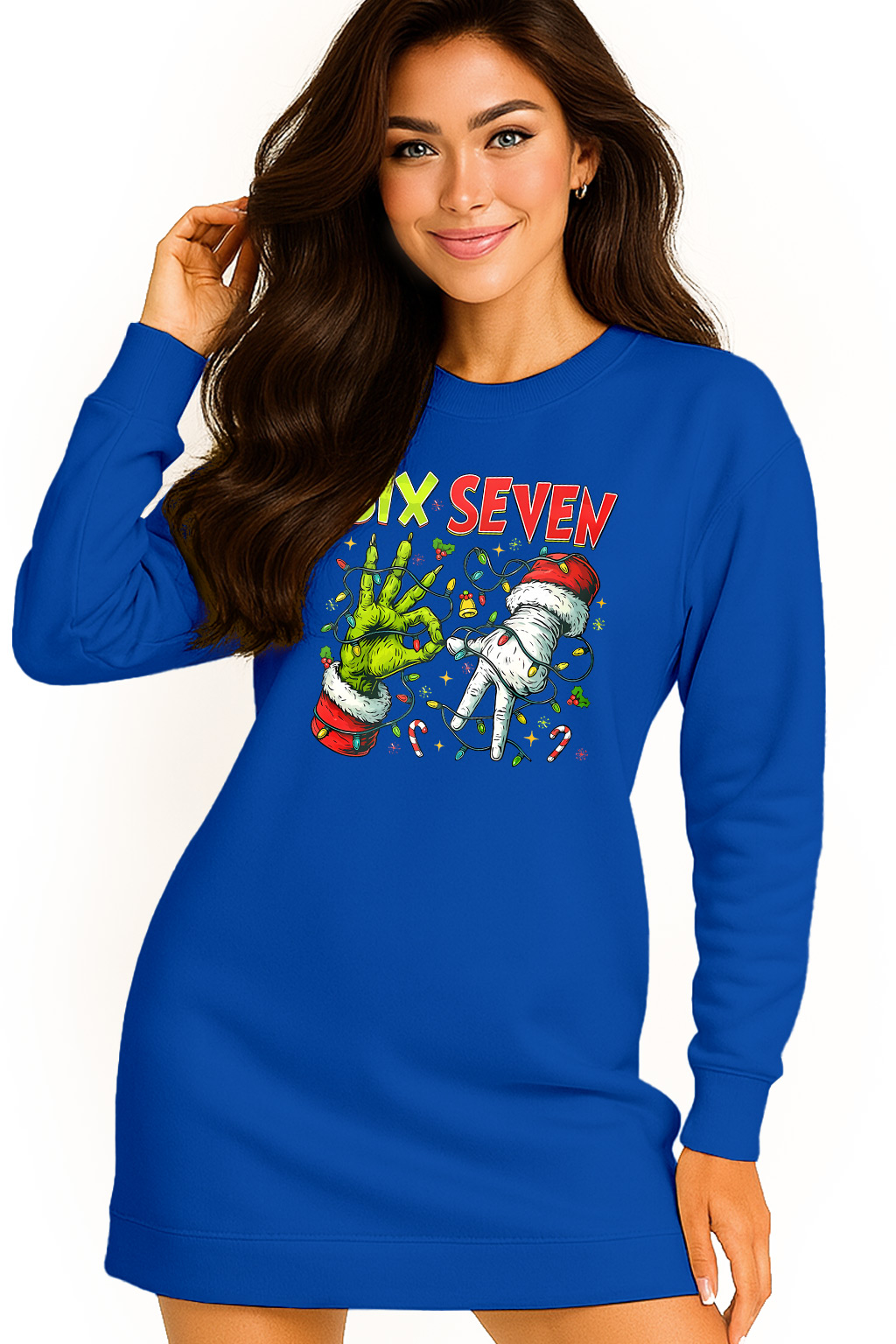 Mikina Vánoční Oversize Šaty Six Seven 67 Grinch Dárek L