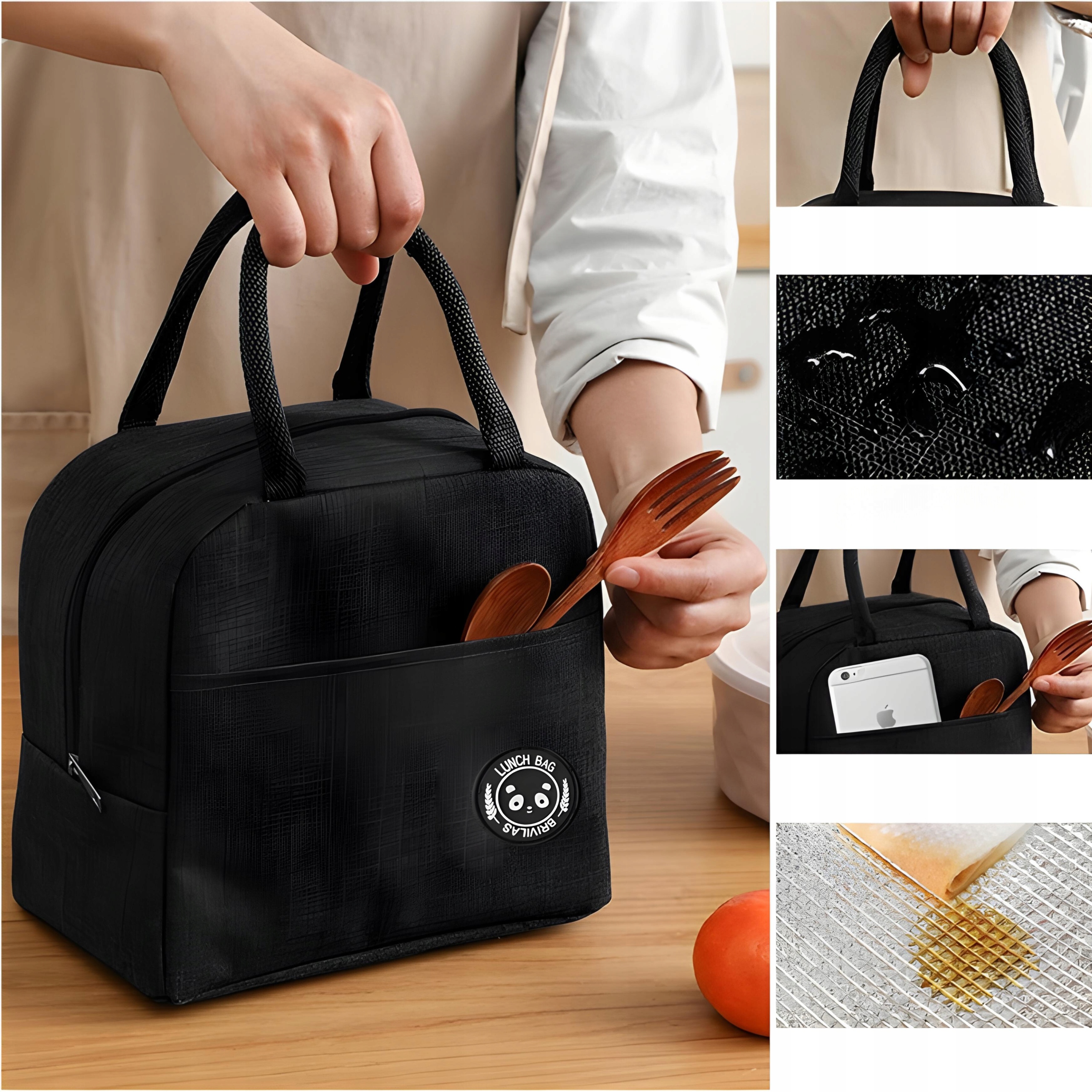 TORBA TERMICZNA ŚNIADANIOWA NA LUNCH JEDZENIE PLAŻOWA PODRÓŻNA BOX ZAMEK Wysokość 20 cm