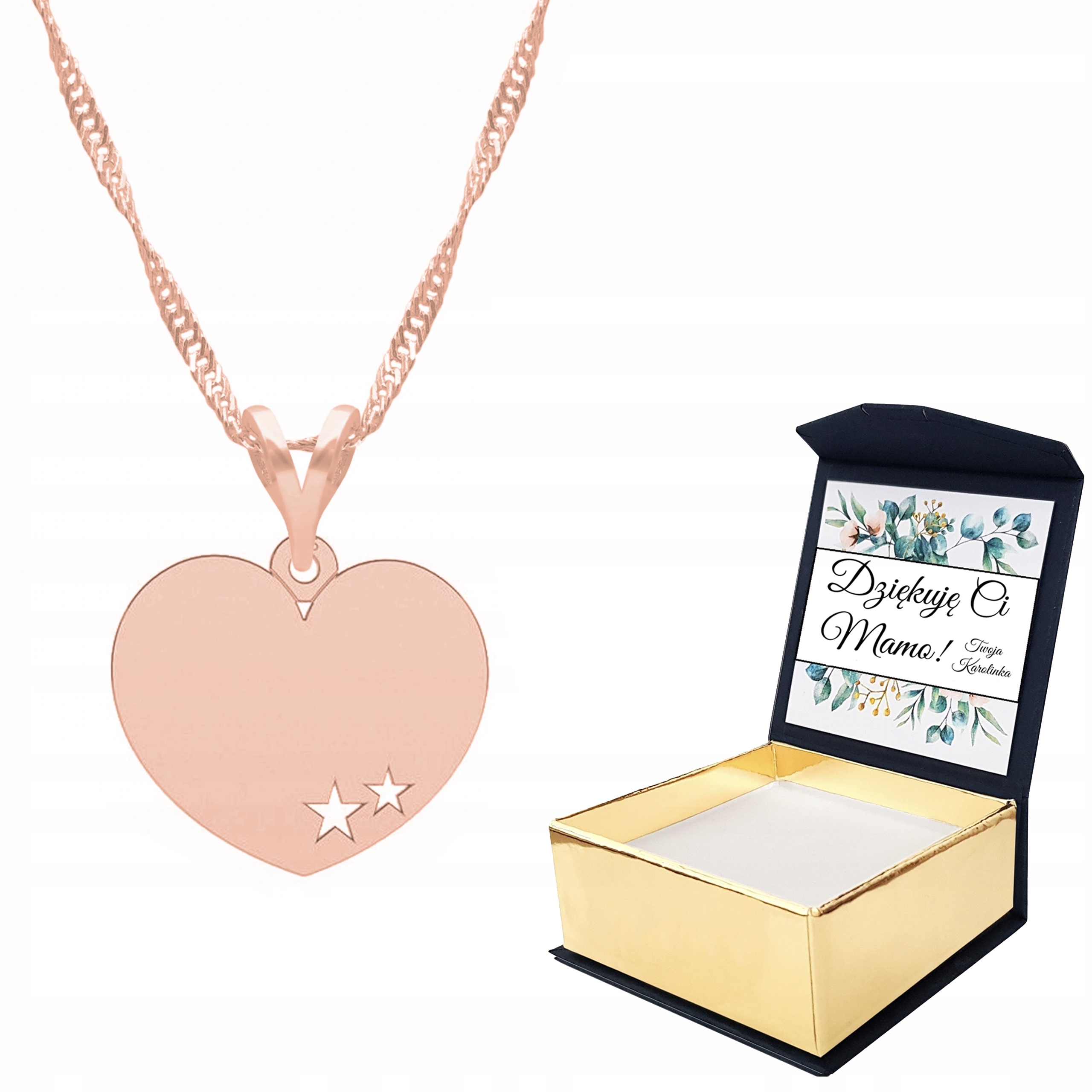 Zlatý náhrdelník 925 Srdce Vlastní Potisk