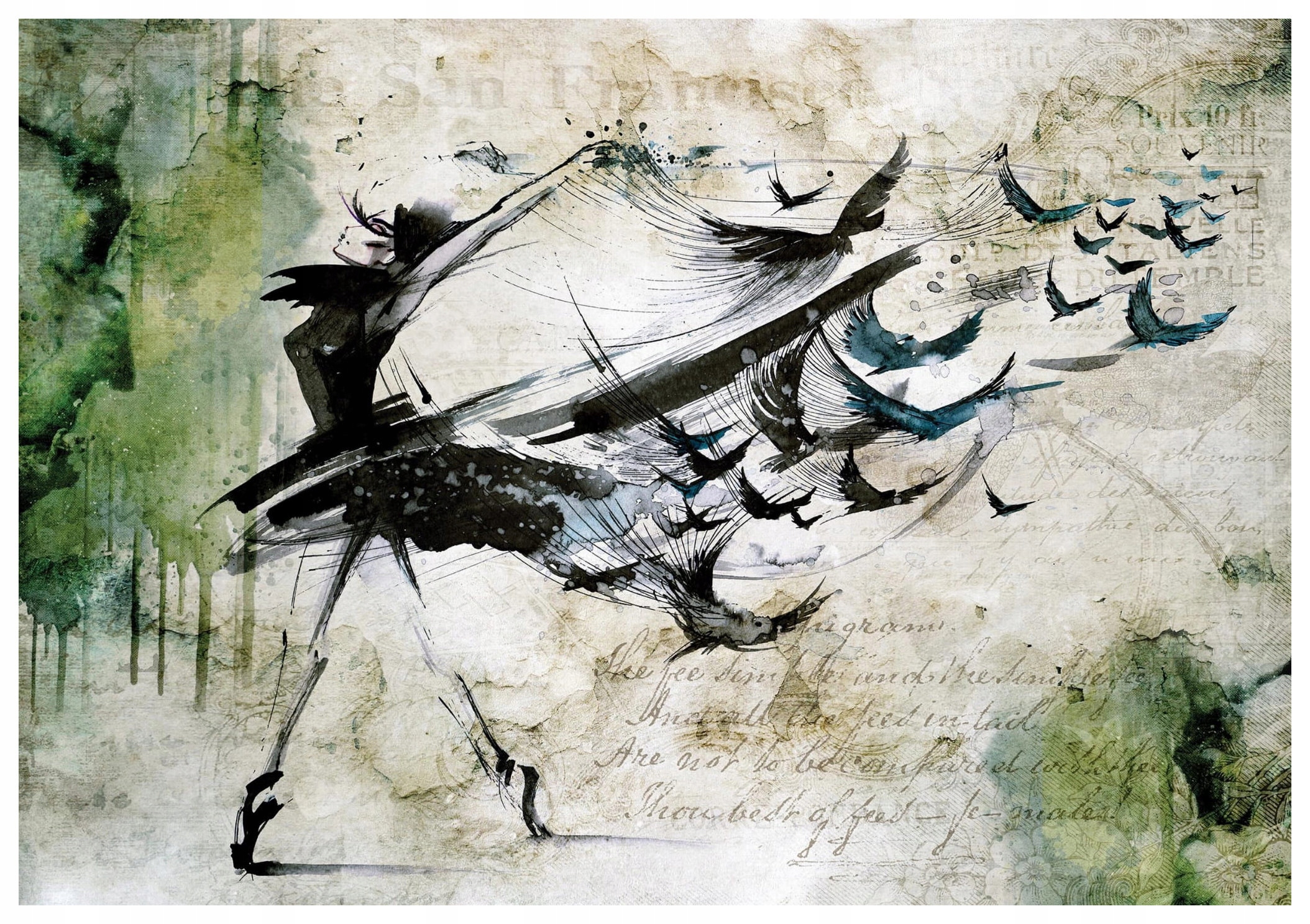 Fototapeta Elegie letu Tanec stínů Ptáci ve vlasech 368x280 lepidlo