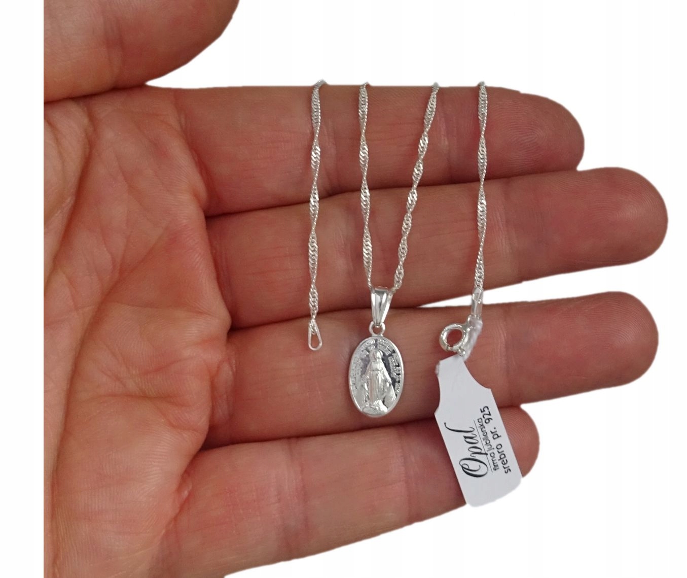 ŁAŃCUSZEK SREBRNY MEDALIK KOMUNIA , CHRZEST 45 CM. Marka Inna marka