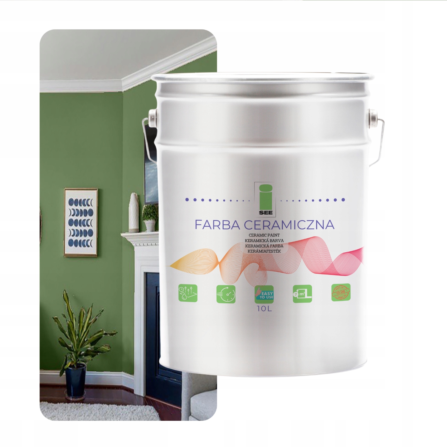 Keramická Umývateľná Zelená Olivová Farba Na Steny 10 L Odolná Voči Škvrnám