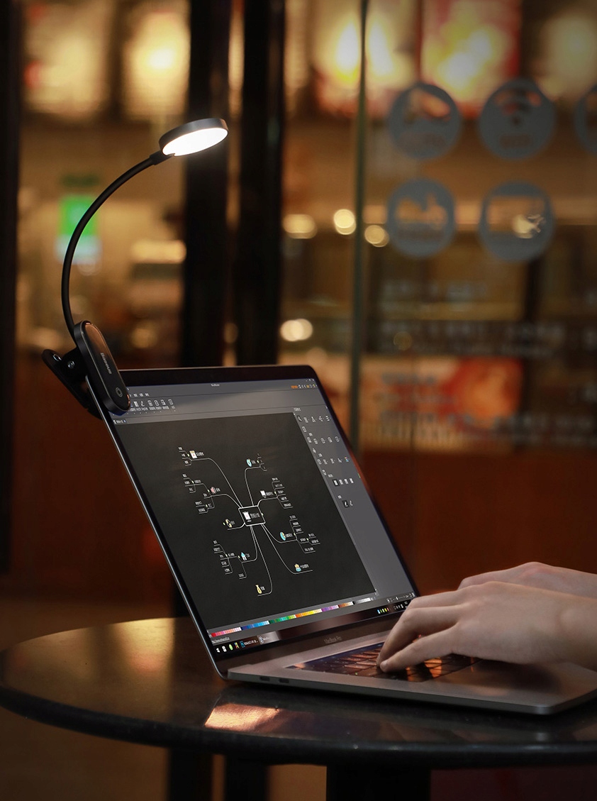 BASEUS MINI CLIP BEZPRZEWODOWA LAMPA LAMPKA LED Z KLIPSEM DO CZYTANIA NUT Styl nowoczesny