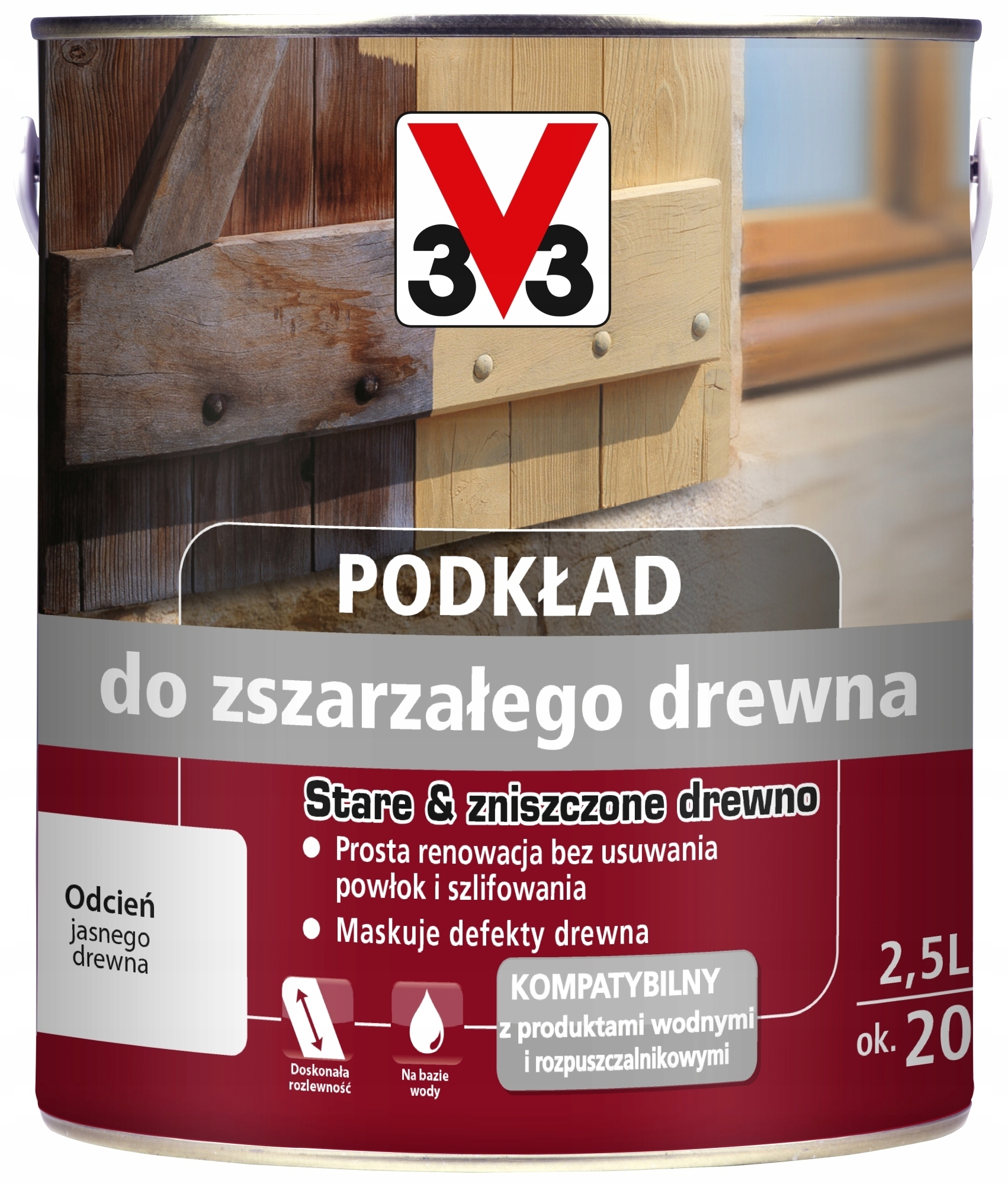 V33 Podkład Do Zszarzałego Drewna Odszarzacz 2,5L