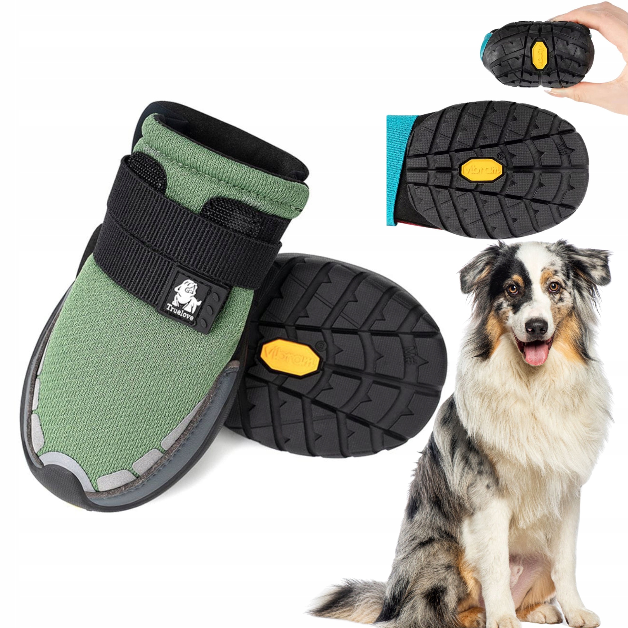 Levně Boty Pro Psa Truelove On Track Podrážka Vibram L (2 ks) 7,0 cm Zelená