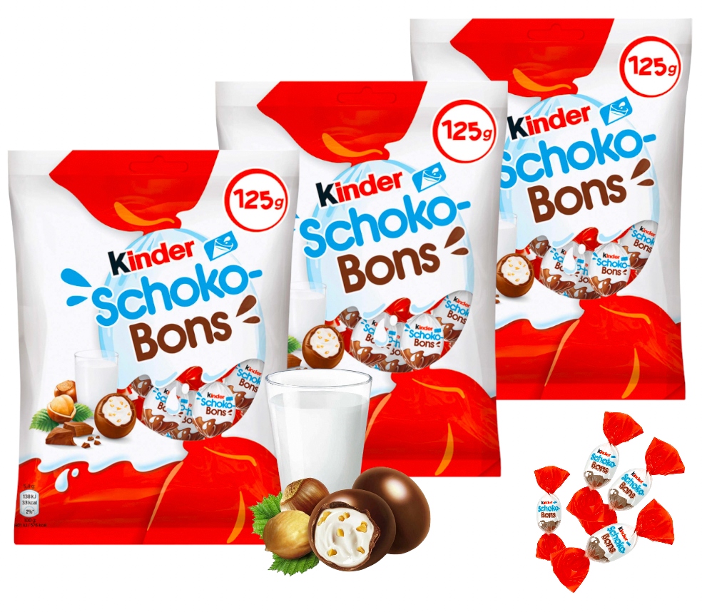Cukierki Czekoladki Kinder Schoko Bons czekolada mleczna 125g x 3 paczki