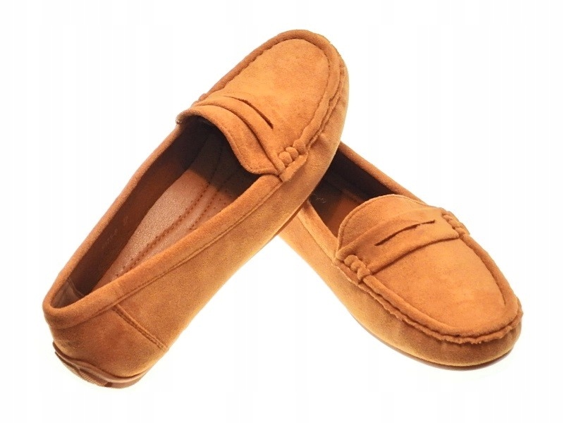 DAMSKIE ZAMSZOWE MOKASYNY Camel r.40 Długość wkładki 25.5 cm