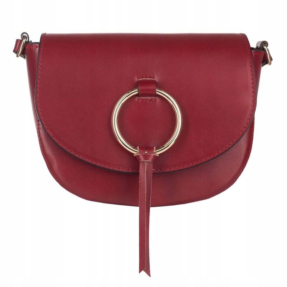 

bordowa torebka skóra Włoska Listonoszka czerwona