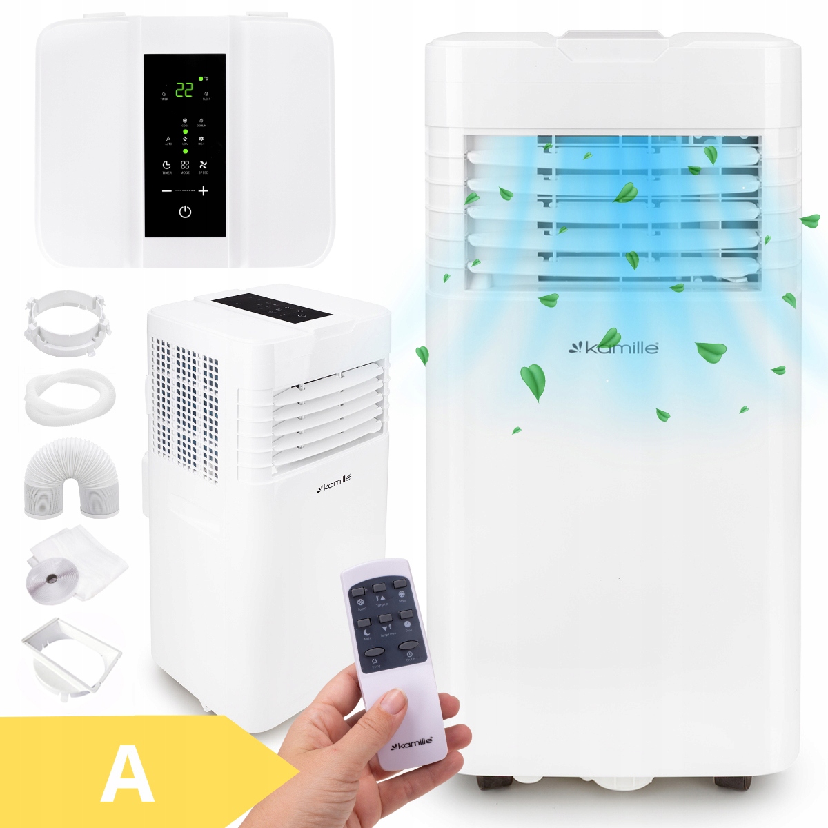 Přenosný Klimatizátor tichý 3v1 2,6 kW 9000 BTU/h Odvlhčovač Kamille