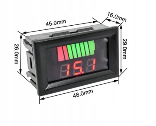 Wskaźnik naładowania akumulatora 6V-66V+Woltomierz Kod producenta 1297