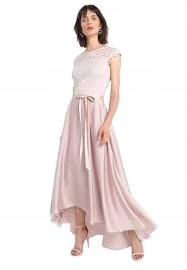 Swing Šaty Maxi Růžová Saténová Krajka 38/M Šm 38