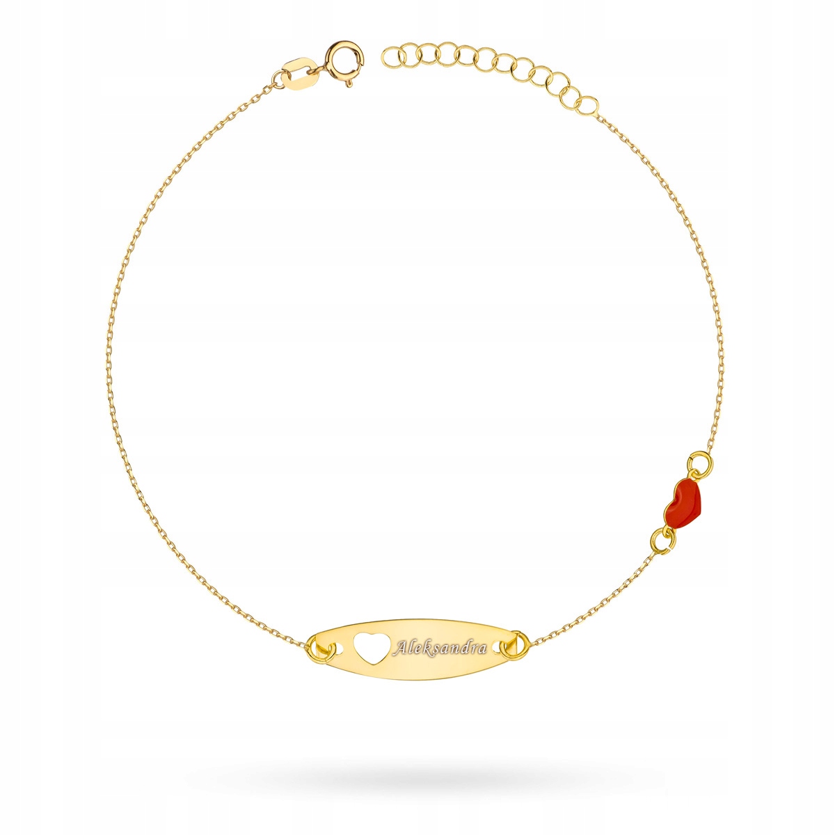 Zlatý Náramek pro děti pr. 585 14k Plech se srdcem Gravírování