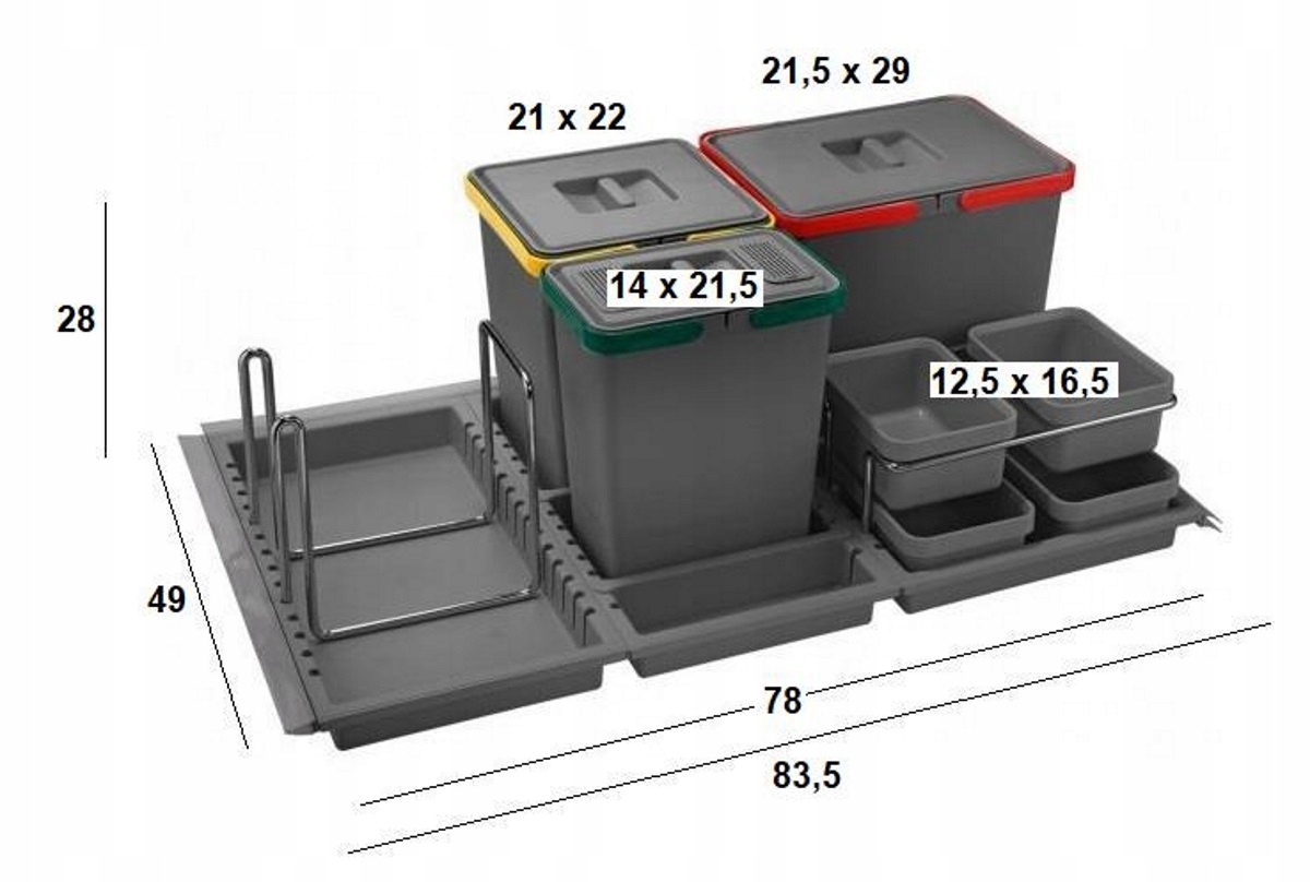 Kosz na śmieci Metropolis segregator sortownik do szuflady 90cm 3 kosze EAN (GTIN) 8055060942625