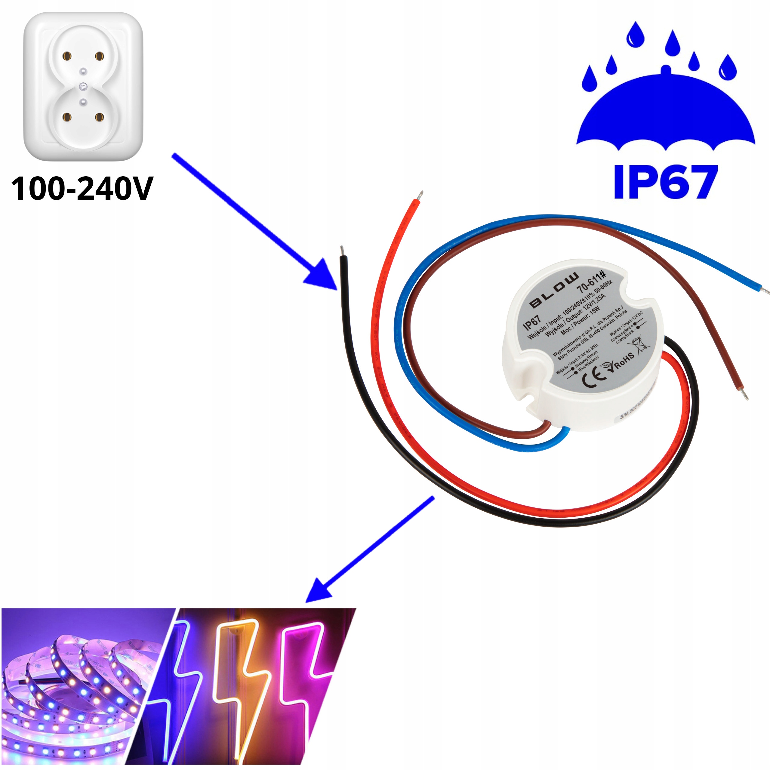 Zasilacz do LED dopuszkowy 12V 15W IP67 do puszki EAN (GTIN) 5900804122951