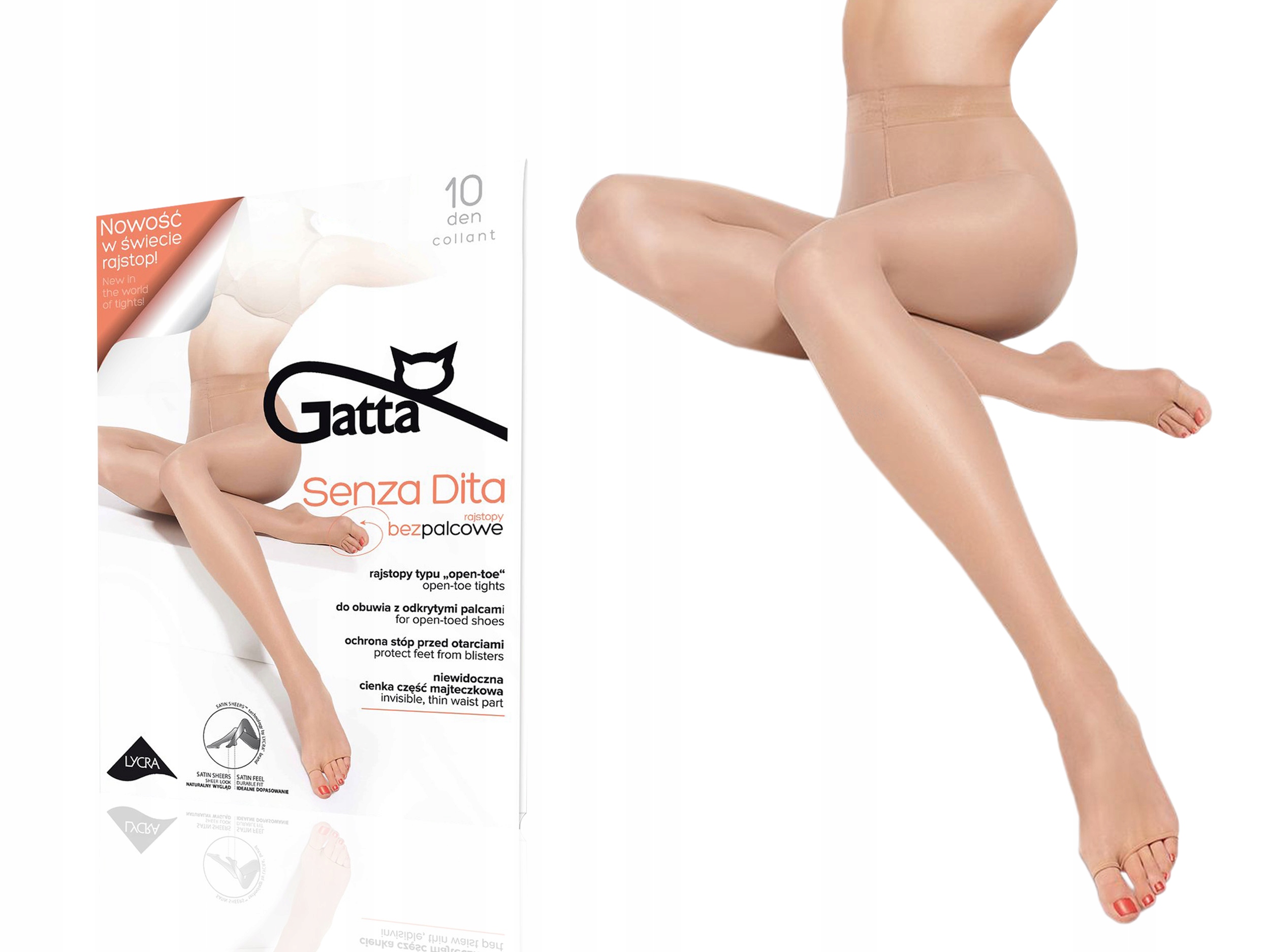 

Rajstopy Gatta Senza Dita, 10 den, lycra daino 4-L
