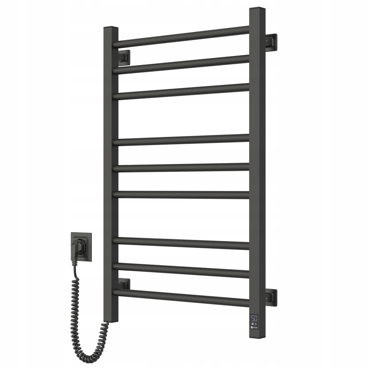Elektrický kúpeľňový radiátor Čierny Classic Quadro Sensor 500х800 ľavý