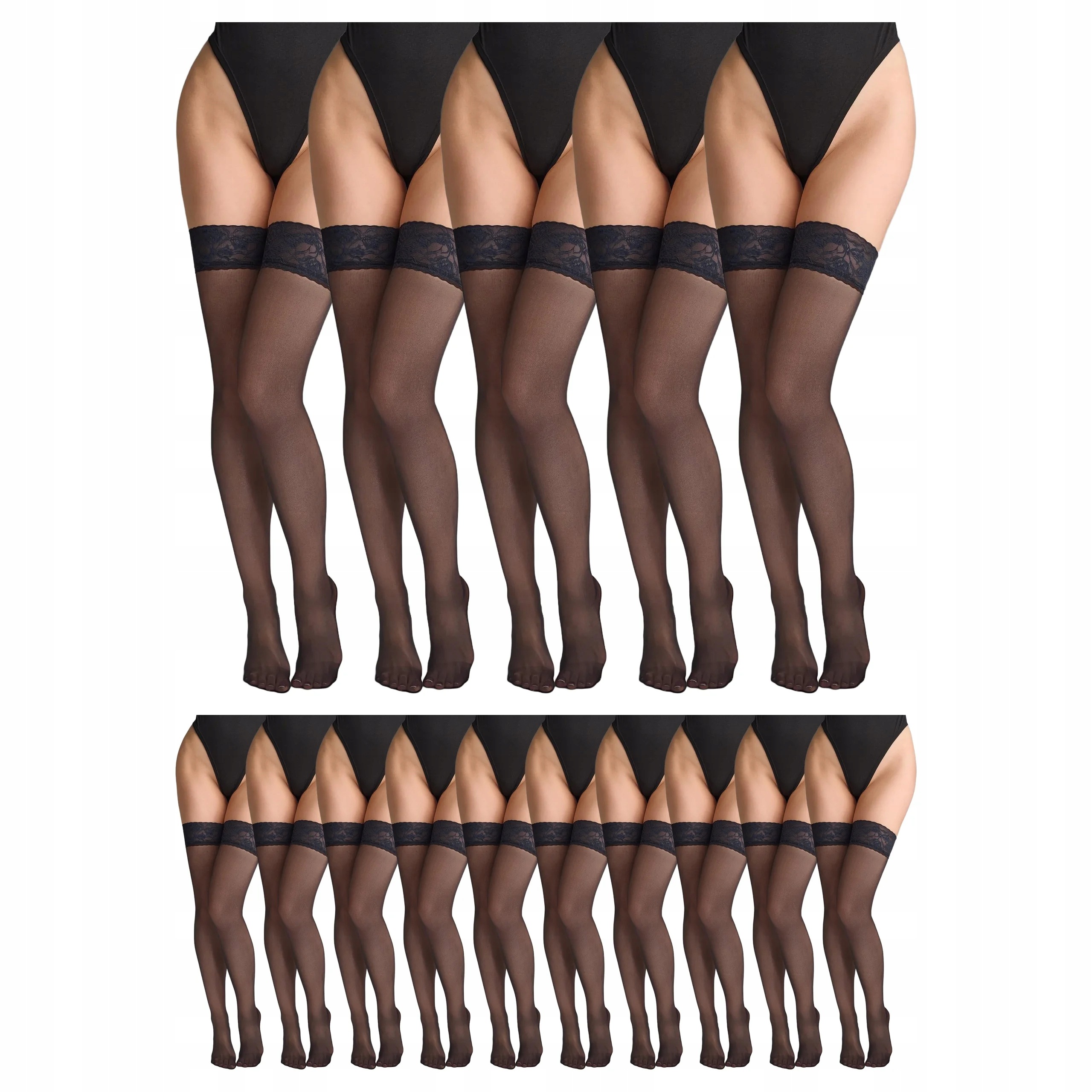 15 x Samodržící punčochy s krajkou Misty Air 7 den Marilyn Black 3/4