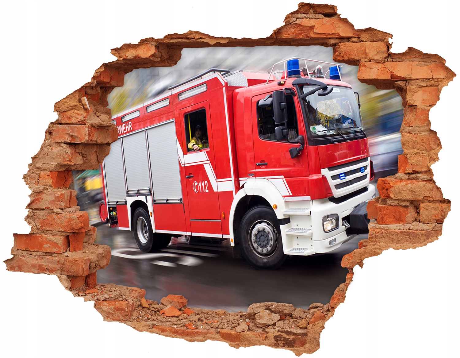 

Foto zdjęcie dziura na ścianę Wóz strażacki 90x70