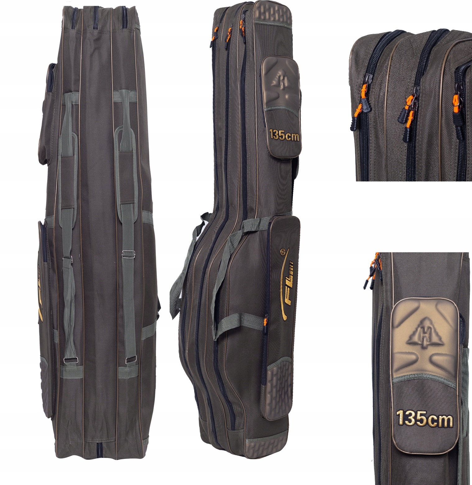 Pokrowiec Sztywny Na Wędki 3 Komorowy Z Boczną Kieszenią 1,35 m