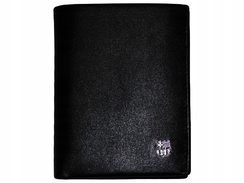 Fc Barcelona Skórzany Portfel Czarny Skóra Naturalna Pionowy