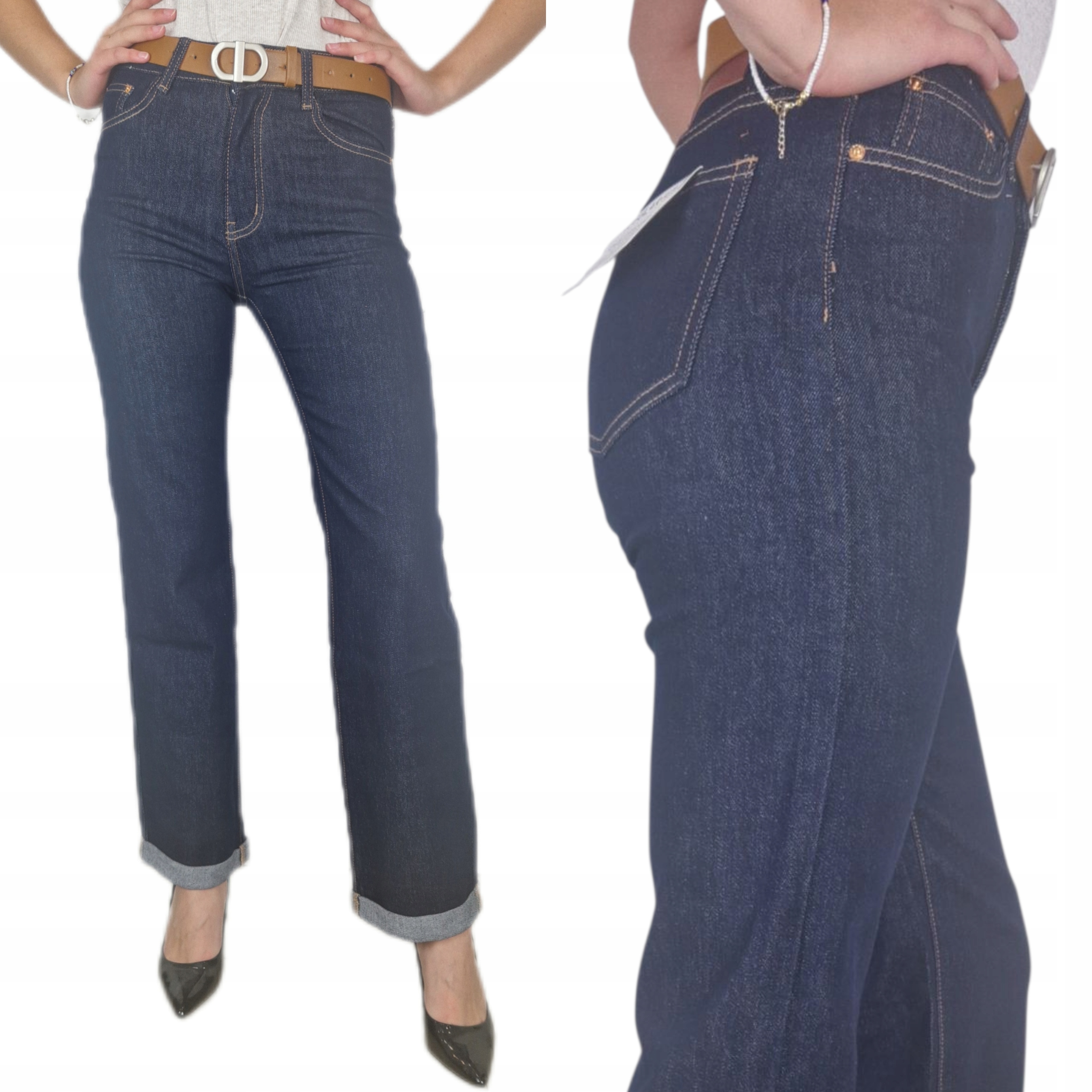 Dámské džínové kalhoty s rovnými nohavicemi, zeštíhlující