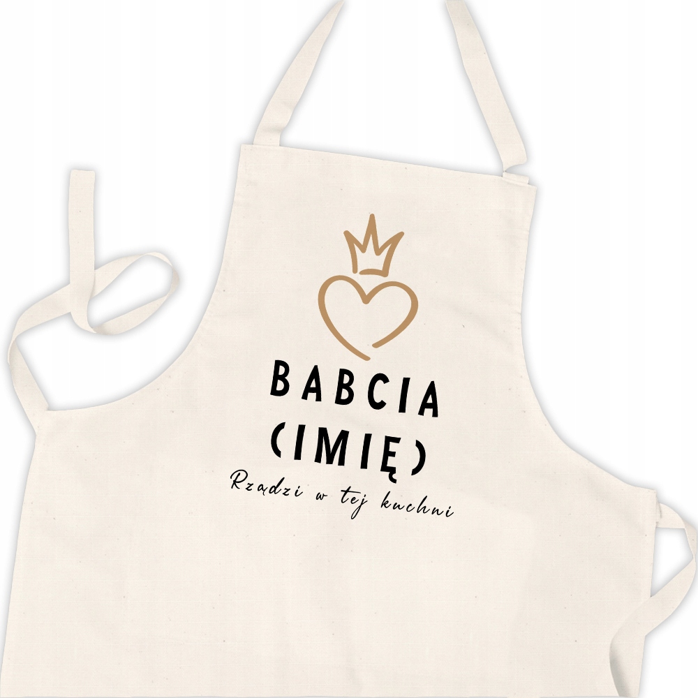 Béžová kuchyňská zástěra Babička Vládne V Kuchyni Jméno Vzory pro babičku dědečka