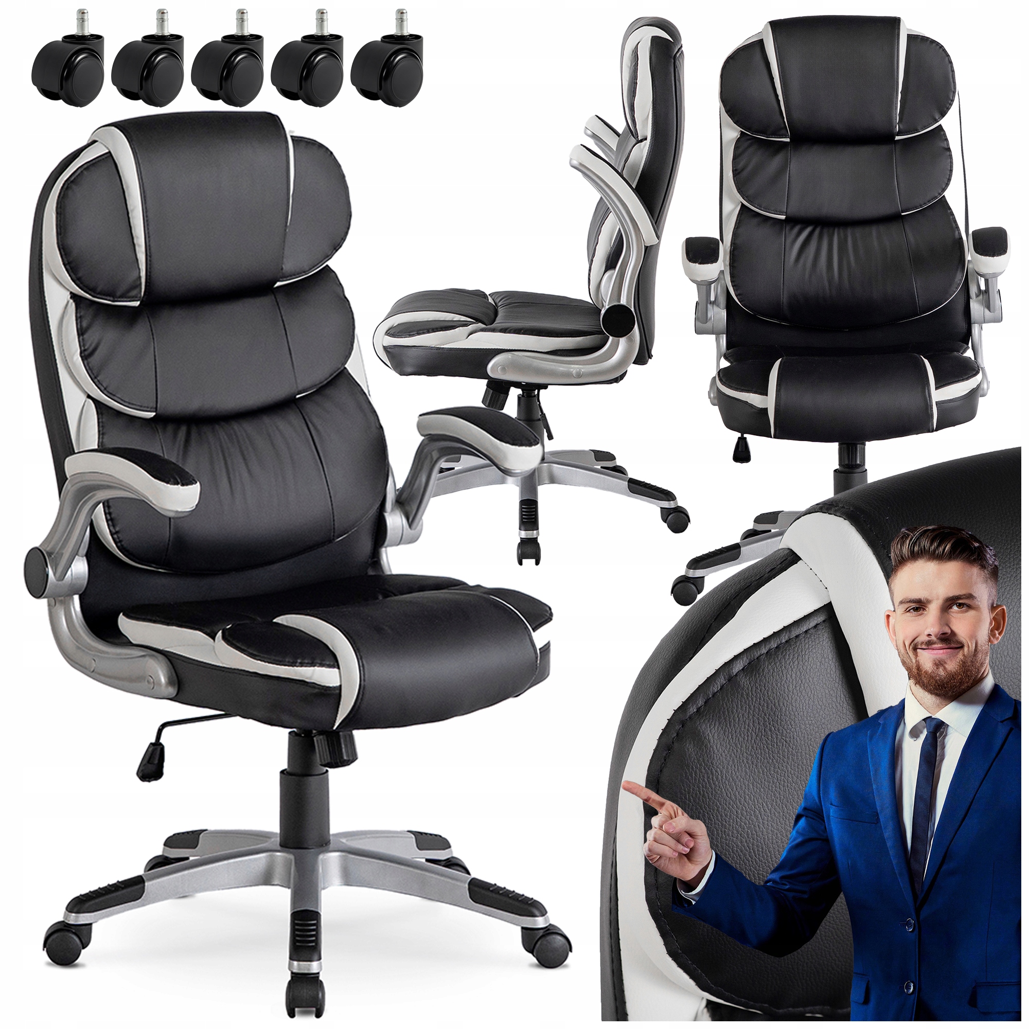 Černá ergonomická otočná kancelářská židle pro práci u stolu Liverpool