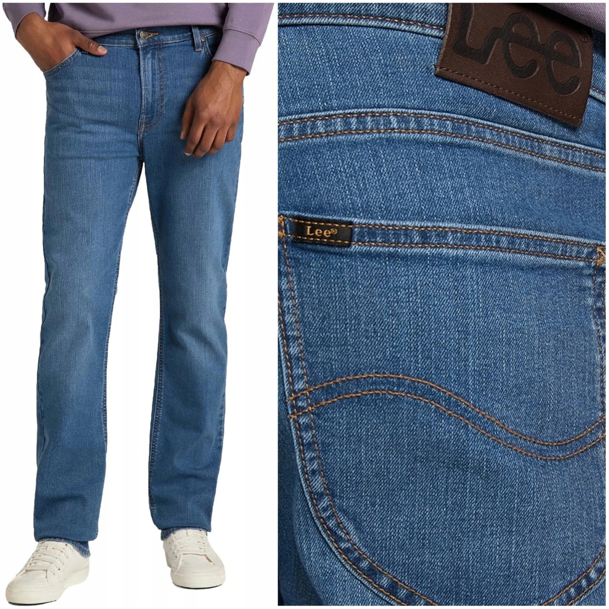 Lee West relaxed straight Mid Wash jednoduché tmavé džínové kalhoty W30 L32