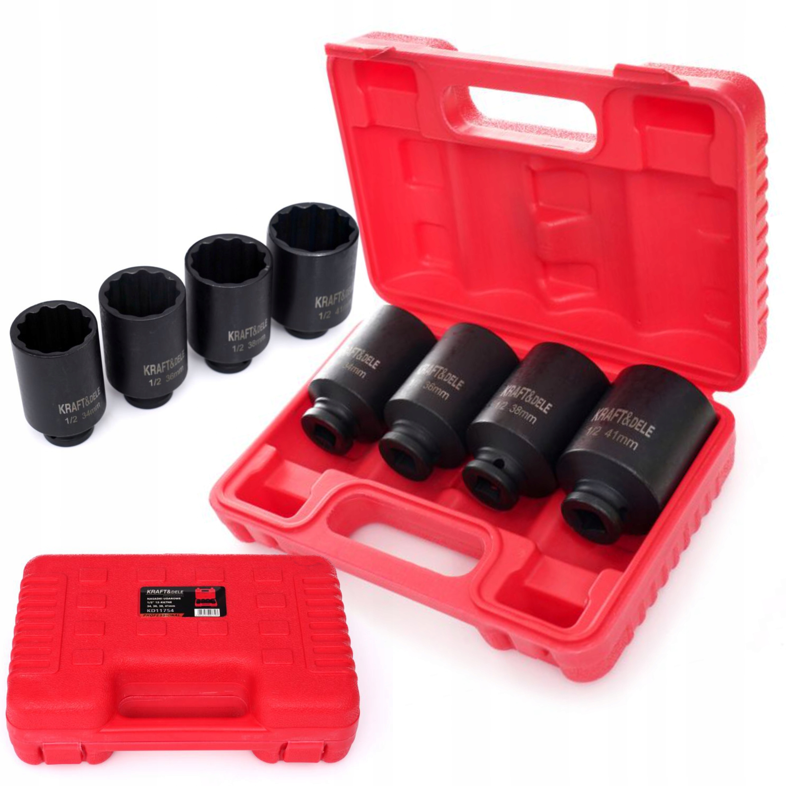 Kraft&dele Zestaw Nasadek Udarowych 1/2" 12- kątne 34-41mm 4SZT