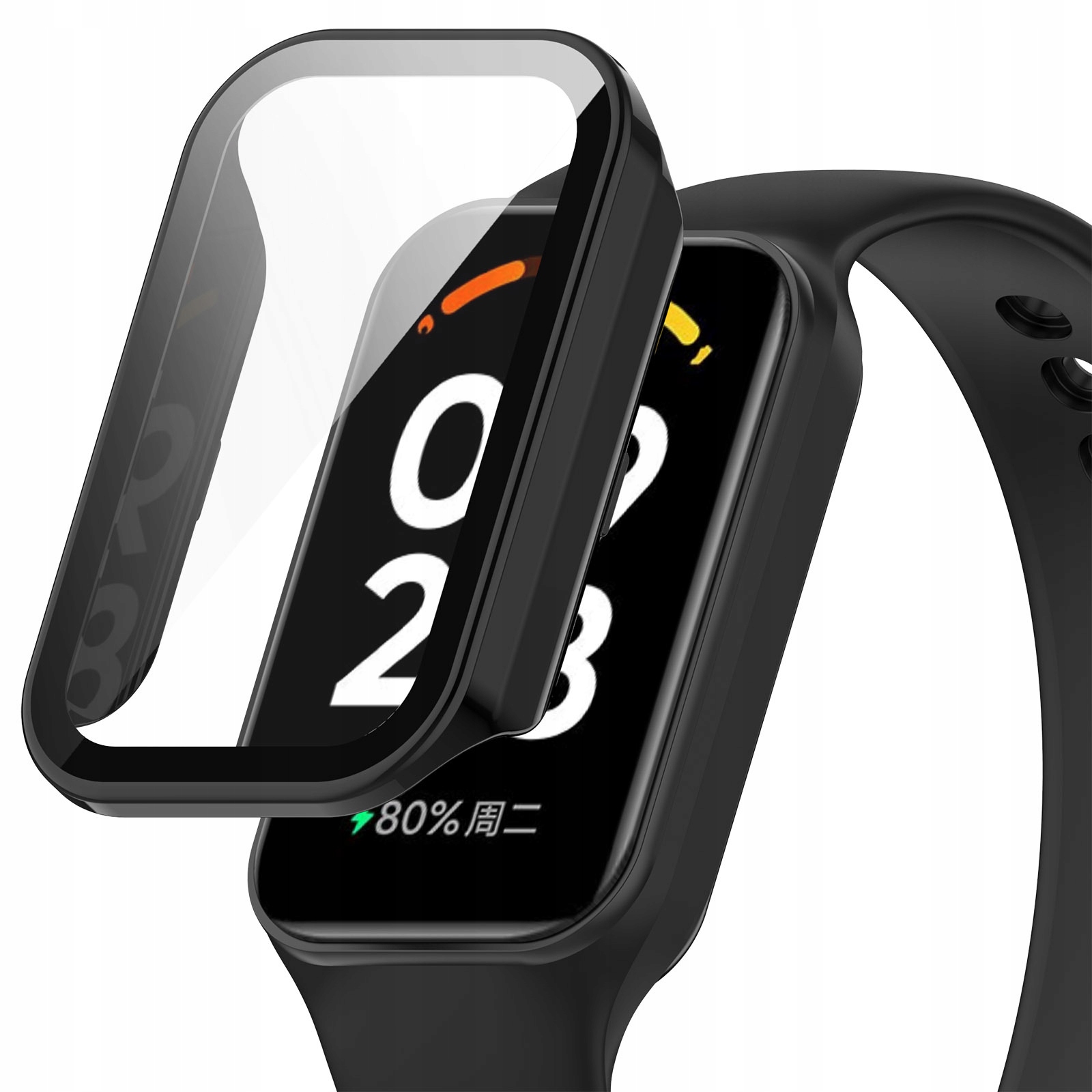 ETUI + SZKŁO HARTOWANE 2W1 DO XIAOMI MI BAND 8 ACTIVE / REDMI SMART BAND 2