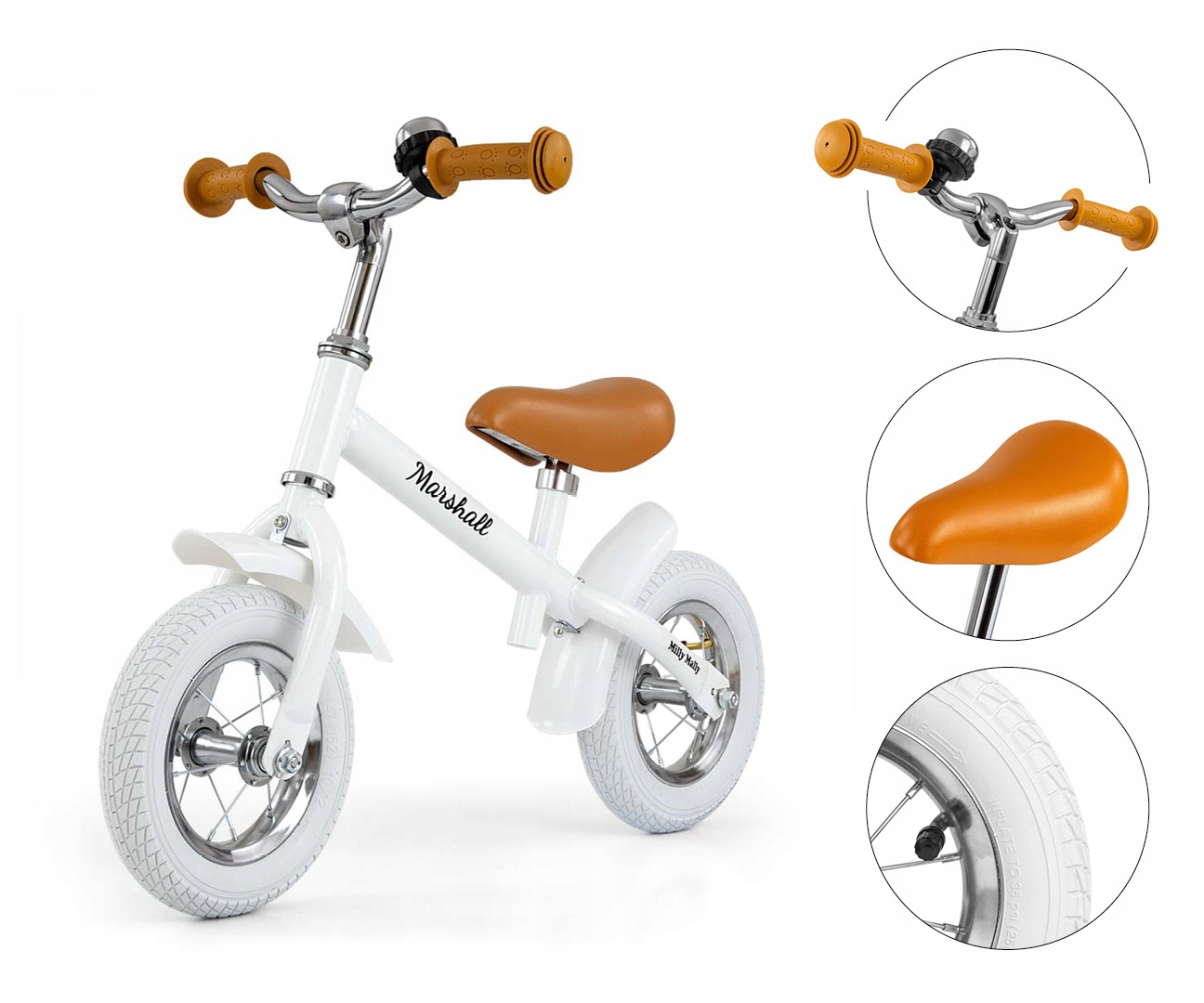 Rowerek Biegowy dla dzieci pompowane koła 10" Marshall Air Milly Mally