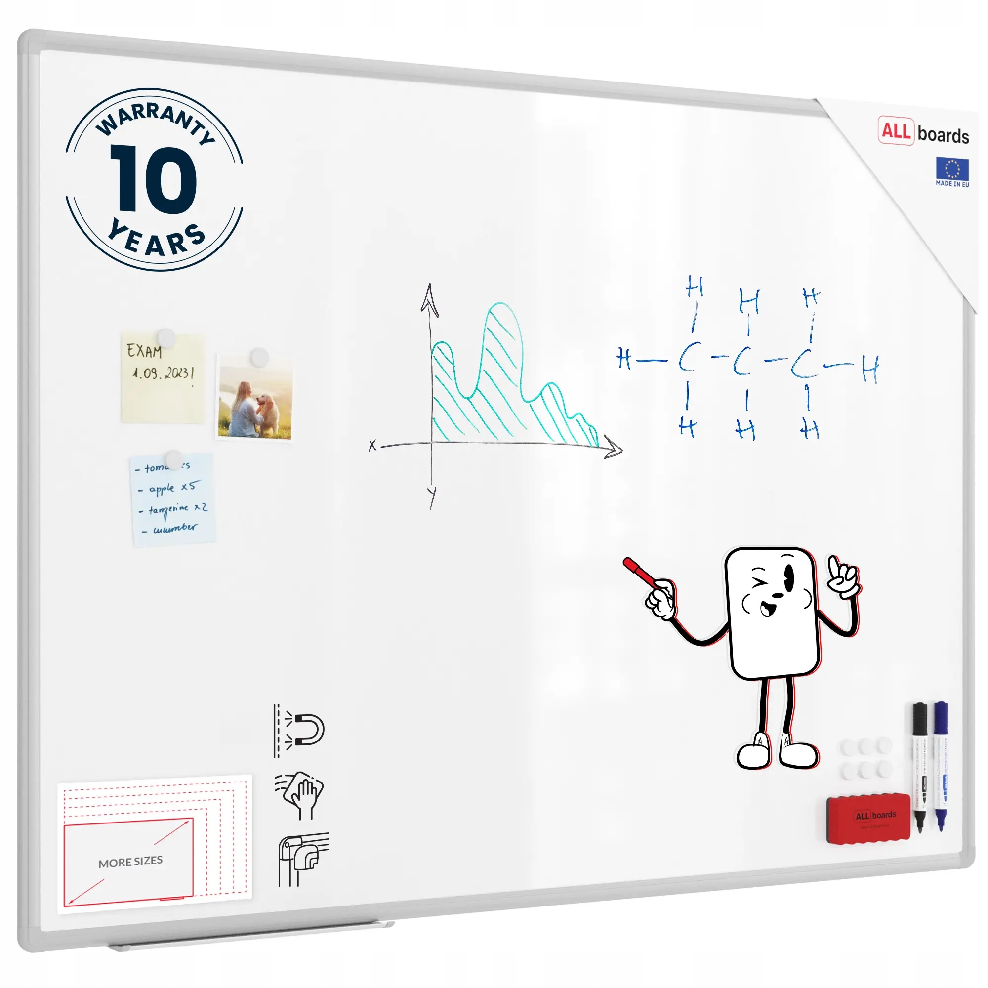 Tablica magnetyczna biała 120x90 cm rama aluminiowa Premium Expo