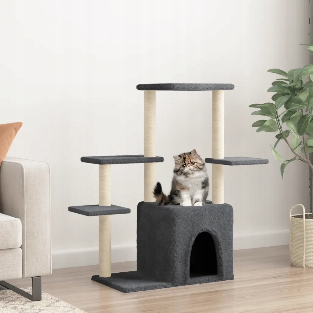 Levně Petrashop Škrabadlo pro kočky se sisalovými sloupky tmavě šedé 97,5 cm Šed