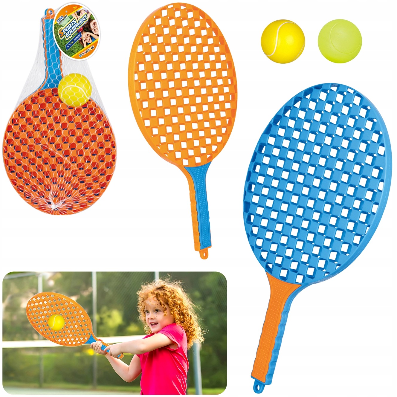 Zestaw Rakietki Plażowe Lotka Piłeczka Badminton Dziecięcy Paletki Tenis