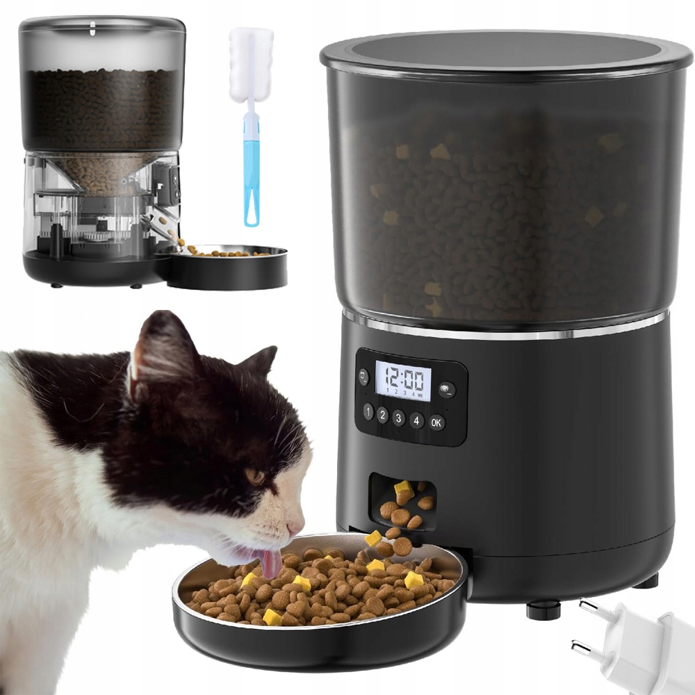 Levně Automatický Dávkovač Misky Na Krmivo Pro Psa Kočku Černý Bezpečný A Trvanlivý