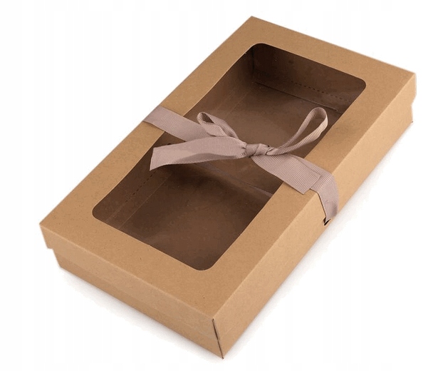 15x25,5x5 Pudełko papierowe z okienkiem i wstążką Marka bez marki